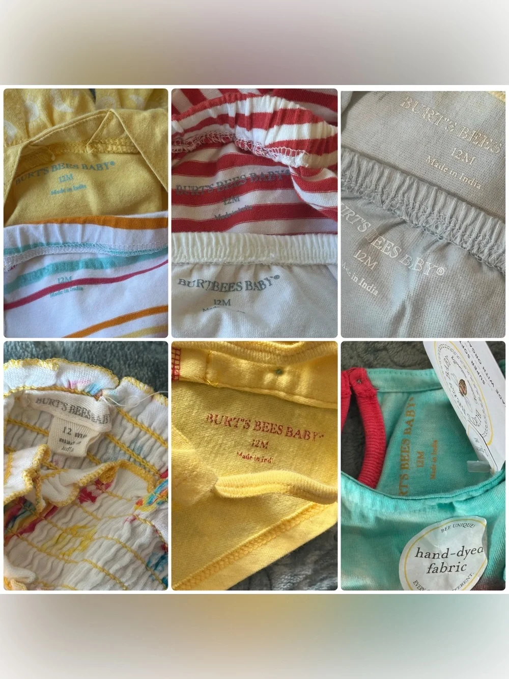 Burt’s Bees Baby 6 Piece Summer Outfits | Size 12 months